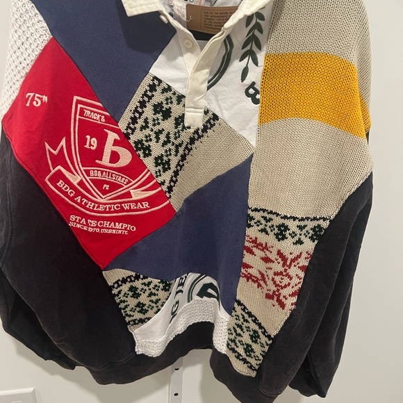 NWT / BDG Textured Patchwork Polo Sweatshirt - Picture 2 of 4